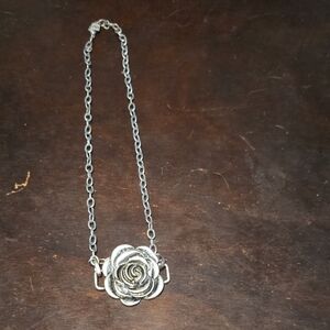 Silver Rose Pendant Necklace